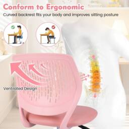 Costway Kids Desk Chair Ergonomic Adjustable Children Study Chair in Pink - thumbnail 5