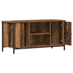 Berkfield Home TV Cabinet Old Wood 100x40x50 cm Engineered Wood & Steel in Brown - Size: 100 x 40 x 50 cm - thumbnail 5