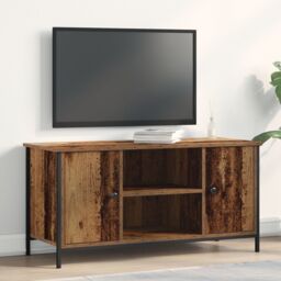 Berkfield Home TV Cabinet Old Wood 100x40x50 cm Engineered Wood & Steel in Brown - Size: 100 x 40 x 50 cm - thumbnail 1