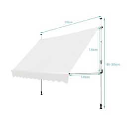 Costway 3.5M Telescopic Canopy Retractable Adjustable Outdoor Clamp Awning Sun Shelter in Beige - thumbnail 2