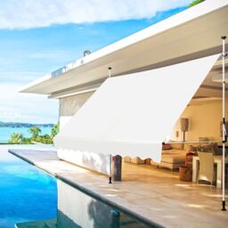 Costway 3.5M Telescopic Canopy Retractable Adjustable Outdoor Clamp Awning Sun Shelter in Beige - thumbnail 3