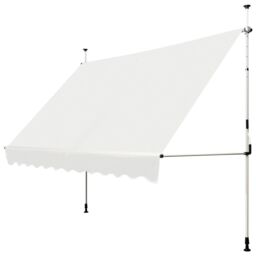 Costway 3.5M Telescopic Canopy Retractable Adjustable Outdoor Clamp Awning Sun Shelter in Beige - thumbnail 1