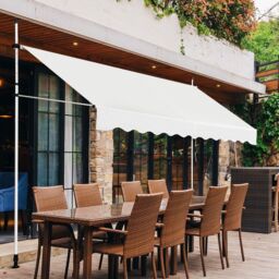 Costway 3.5M Telescopic Canopy Retractable Adjustable Outdoor Clamp Awning Sun Shelter in Beige - thumbnail 4