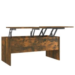 Berkfield Home Coffee Table Smoked Oak 102x50.5x46.5 cm Engineered Wood in Brown - thumbnail 2