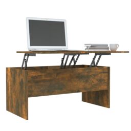 Berkfield Home Coffee Table Smoked Oak 102x50.5x46.5 cm Engineered Wood in Brown - thumbnail 4