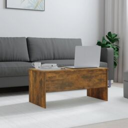 Berkfield Home Coffee Table Smoked Oak 102x50.5x46.5 cm Engineered Wood in Brown - thumbnail 3