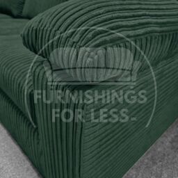 Furnishings For Less UK Delta Large 4 Seater Corner Sofa Right Hand Facing Jumbo Cord L Shape in Green - thumbnail 3