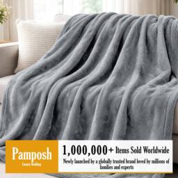 Pamposh Extra Large Flannel Fleece Blankets Reversible Cozy Bed & Sofa Throw in Silver - Size: Medium - thumbnail 3