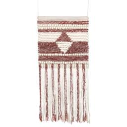 Wyld and Coco Handwoven Wool Wall Hanging Red Beige Geometric Boho - thumbnail 2