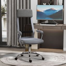 VINSETTO Office Chair Mesh High Back Swivel Task PC Desk Chair Home & Arm in Grey - thumbnail 1