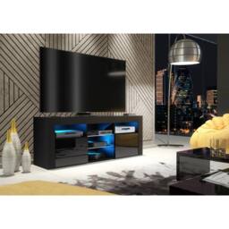 Creative Furniture Pulse TV Unit 145cm - Black with Gloss Doors & LED Lights - thumbnail 2