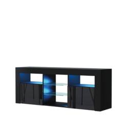 Creative Furniture Pulse TV Unit 145cm - Black with Gloss Doors & LED Lights - thumbnail 4