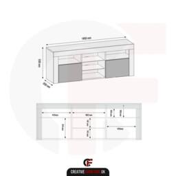 Creative Furniture Pulse TV Unit 145cm - Black with Gloss Doors & LED Lights - thumbnail 8