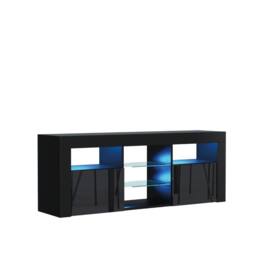 Creative Furniture Pulse TV Unit 145cm - Black with Gloss Doors & LED Lights - thumbnail 5
