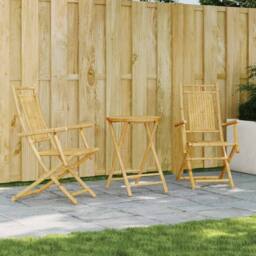 Berkfield Home Beautiful 3 Piece Bistro Set Bamboo in Brown - thumbnail 2