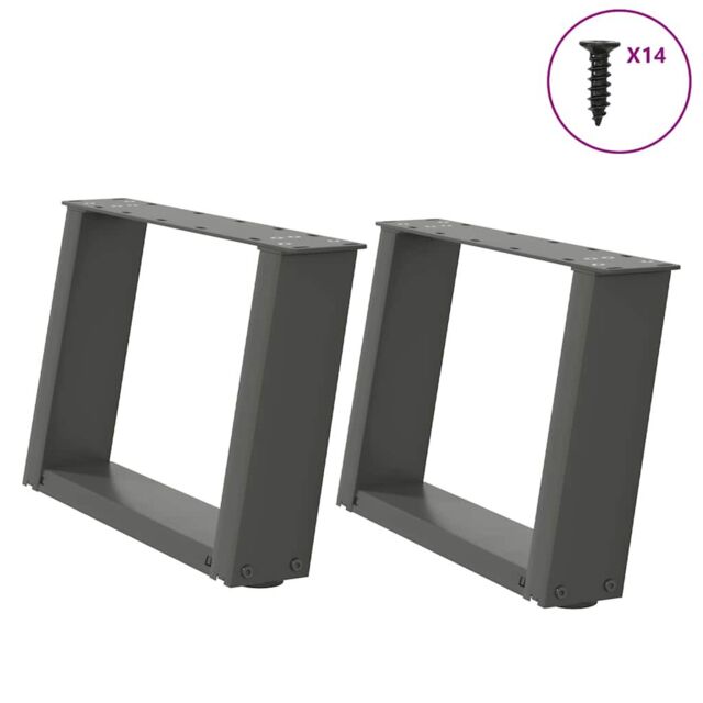 Berkfield Home Coffee Table Legs U-Shaped 2 pcs Anthracite 40x(30-31) cm Steel in Black - image 1