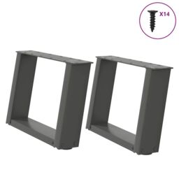 Berkfield Home Coffee Table Legs U-Shaped 2 pcs Anthracite 40x(30-31) cm Steel in Black - thumbnail 1