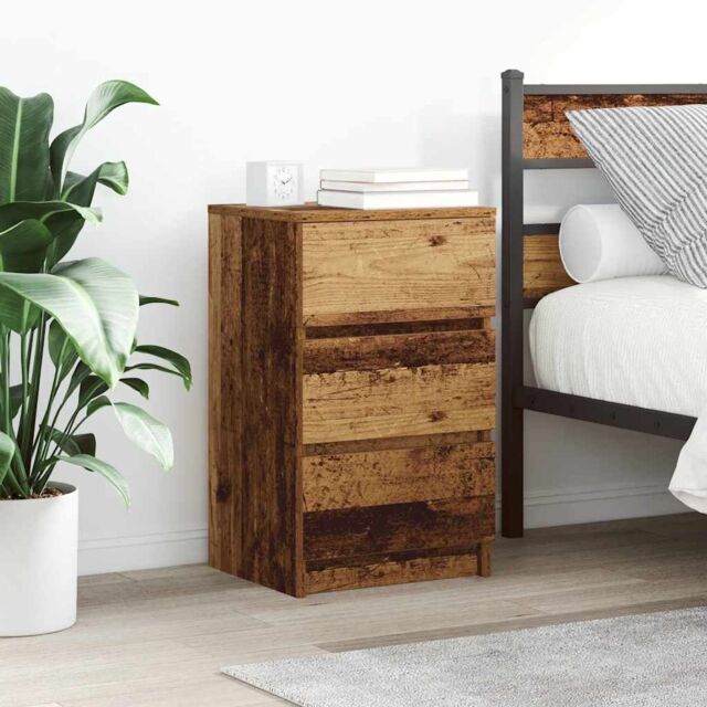 Berkfield Home Bedside Cabinets with 3 Drawers 2 pcs Old Wood 39x35x65 cm in Brown - Size: 39 x 35 x 65 cm - image 1