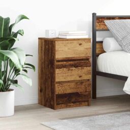 Berkfield Home Bedside Cabinets with 3 Drawers 2 pcs Old Wood 39x35x65 cm in Brown - Size: 39 x 35 x 65 cm - thumbnail 1