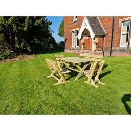 Churnet Valley Garden Furniture Ltd Ashcome Table Set Sits 6 Including 2 Bench & 4 Chairs in Brown - thumbnail 4