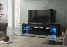 Creative Furniture Aria TV Unit 160cm - A Sleek & Functional Cabinet with Gloss Doors & LED Lights in Black - thumbnail 2