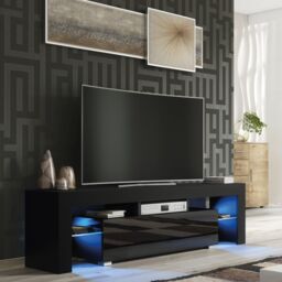 Creative Furniture Aria TV Unit 160cm - A Sleek & Functional Cabinet with Gloss Doors & LED Lights in Black - thumbnail 4