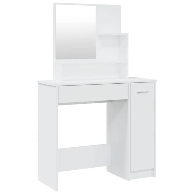 Berkfield Home Dressing Table with Mirror High Gloss White 86.5x35x136 cm - image 1