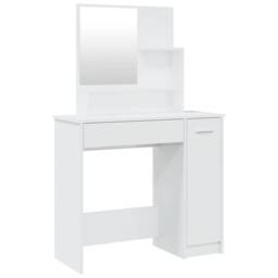 Berkfield Home Dressing Table with Mirror High Gloss White 86.5x35x136 cm