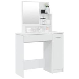 Berkfield Home Dressing Table with Mirror High Gloss White 86.5x35x136 cm - thumbnail 4