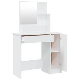 Berkfield Home Dressing Table with Mirror High Gloss White 86.5x35x136 cm - thumbnail 7
