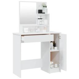 Berkfield Home Dressing Table with Mirror High Gloss White 86.5x35x136 cm - thumbnail 5