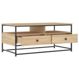 Berkfield Home Decorative Coffee Table Sonoma Oak 100x51x45 cm Engineered Wood in Light Brown - Size: 100 x 51 x 45 cm - thumbnail 5