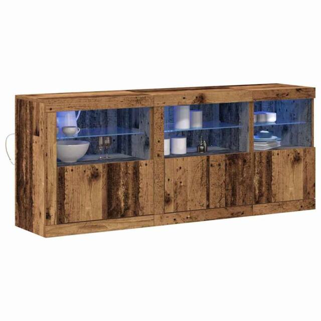 Berkfield Home Sideboard with LED Lights Old Wood 162x37x67 cm Engineered Wood in Brown - Size: 162 x 37 x 67 cm - image 1