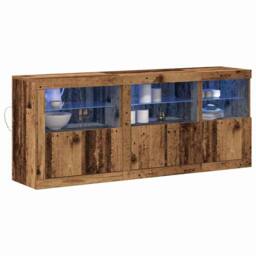 Berkfield Home Sideboard with LED Lights Old Wood 162x37x67 cm Engineered Wood in Brown - Size: 162 x 37 x 67 cm - thumbnail 1