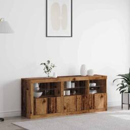 Berkfield Home Sideboard with LED Lights Old Wood 162x37x67 cm Engineered Wood in Brown - Size: 162 x 37 x 67 cm - thumbnail 2