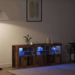 Berkfield Home Sideboard with LED Lights Old Wood 162x37x67 cm Engineered Wood in Brown - Size: 162 x 37 x 67 cm - thumbnail 5