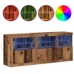 Berkfield Home Sideboard with LED Lights Old Wood 162x37x67 cm Engineered Wood in Brown - Size: 162 x 37 x 67 cm - thumbnail 4