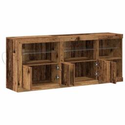 Berkfield Home Sideboard with LED Lights Old Wood 162x37x67 cm Engineered Wood in Brown - Size: 162 x 37 x 67 cm - thumbnail 7