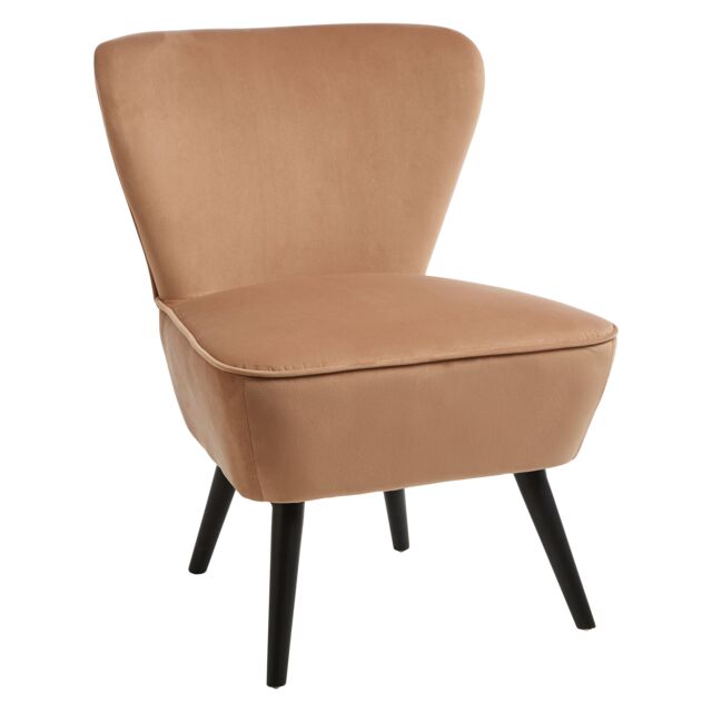 Orsina Natural Fabric Accent Chair, Rubberwood Frame with Natural Upholstery, Modern Retro Armchair - image 1