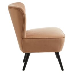 Orsina Natural Fabric Accent Chair, Rubberwood Frame with Natural Upholstery, Modern Retro Armchair - thumbnail 3