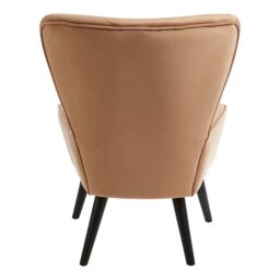 Orsina Natural Fabric Accent Chair, Rubberwood Frame with Natural Upholstery, Modern Retro Armchair - thumbnail 2