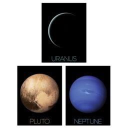 Artery8 Wall Art Print Pack of 3 NASA Our Solar System Planets Uranus Neptune Dwarf Pluto Voyager 2 & New Horizons Images Large Poster Set - thumbnail 1
