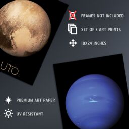 Artery8 Wall Art Print Pack of 3 NASA Our Solar System Planets Uranus Neptune Dwarf Pluto Voyager 2 & New Horizons Images Large Poster Set - thumbnail 2