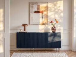 Vente-unique 4 - Door Buffet - MDF & Steel - Blue & Gold - YESINIA in Midnight - thumbnail 3