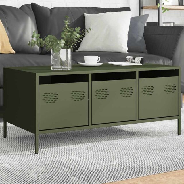 Berkfield Home Coffee Table Olive Green 101.5x50x43.5 cm Cold-rolled Steel - image 1