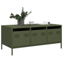 Berkfield Home Coffee Table Olive Green 101.5x50x43.5 cm Cold-rolled Steel - thumbnail 3