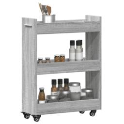 Berkfield Home Classic Cabinet with Wheels Grey Sonoma 60x22x79 cm Engineered Wood - Size: 60 x 22 x 79 cm - thumbnail 4