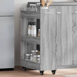 Berkfield Home Classic Cabinet with Wheels Grey Sonoma 60x22x79 cm Engineered Wood - Size: 60 x 22 x 79 cm - thumbnail 2