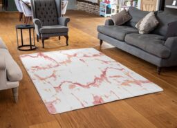 Benjamin Tate Design Pink Marble Designer Rug in Natural - Size: Large - thumbnail 2
