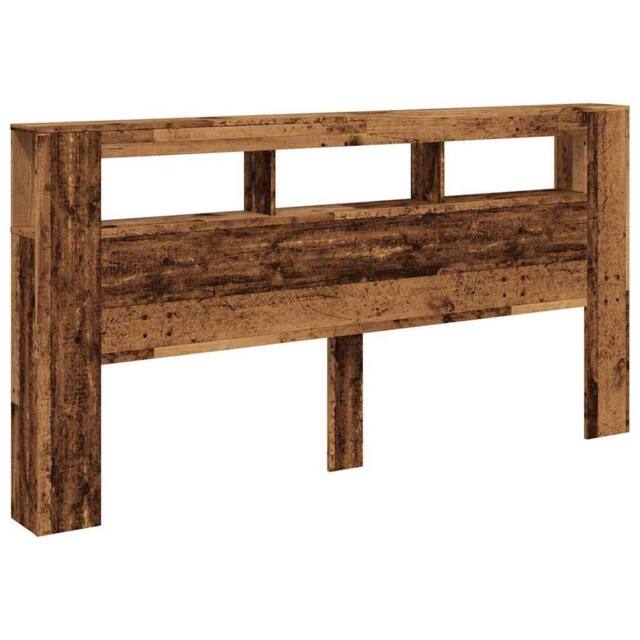Berkfield Home LED Headboard Old Wood 200x18.5x103.5 cm Engineered Wood in Brown - image 1